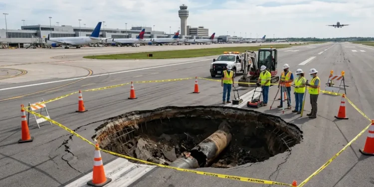 LaGuardia airport runway sinkhole